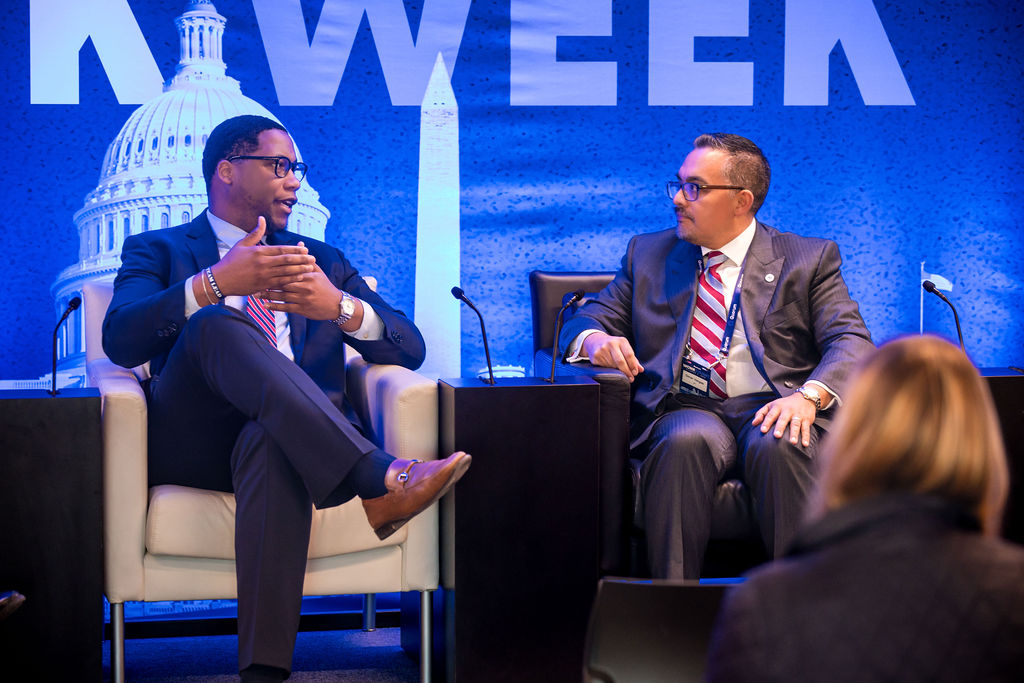 Speaker on stage at Wonk Week